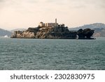 Alcatraz island with prison in the San Francisco Bay