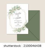 elegant greenery leaf on... | Shutterstock .eps vector #2100046438