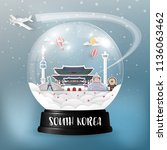 south korea landmark global... | Shutterstock .eps vector #1136063462