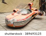 Small photo of MILAN, ITALY - MARCH 5: Vehicle X-34 Landspeeder on display during the Star Wars Parade on MARCH 5, 2016 in Milan.