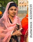 Small photo of BRESCIA, ITALY - APRIL 15, 2017: Sikh woman takes part in the annual Vaisakhi parade to celebrate the first harvesting of the year and the creation of Khalsa.