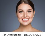 Beauty woman healthy teeth smile healthy beautiful skin model face skin care happy female