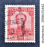 Small photo of Poland - CIRCA 1928 : Cancelled postage stamp printed by Poland, that shows Jozef Zacharias Bem, Polish General, circa 1928.