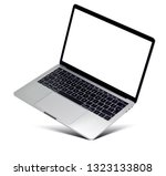 Hovering aluminium laptop with...