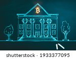 Bitcoin banking symbol. Concept of bitcoin mass adoption of hedge funds, pension funds, VC capital, financial institutions and banks. Government regulations