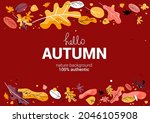 horizontal autumn background.... | Shutterstock .eps vector #2046105908