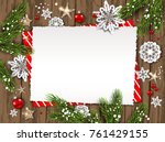 festive christmas card with fir ... | Shutterstock .eps vector #761429155