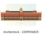 Kolkata City - Calcutta High Court Building -  Icon Illustration 