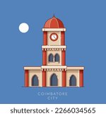 Coimbatore City - Clock Tower -  Icon Illustration as EPS 10 File 
