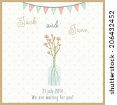 wedding card with a bottle with ... | Shutterstock .eps vector #206432452