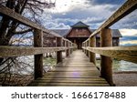 Old Wooden Boathouse At A Lake  ...