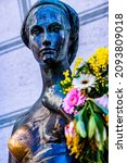 Small photo of Munich, Germany - February 6: replica of the famous Julia Capulet statue from Nereo Costantini in Munich on February 6, 2020