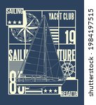 ocean yacht racing sailing... | Shutterstock .eps vector #1984197515
