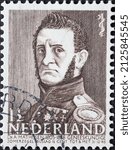 Small photo of Netherlands - circa 1941: a postage stamp from the Netherlands, showing a portrait of the military Physician Antonius Mathijsen (1805-78)