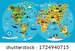 animal map of the world for... | Shutterstock .eps vector #1724940715