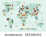 world travel map. vector... | Shutterstock .eps vector #555186352