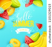 summer background with fruits.... | Shutterstock .eps vector #1101329015