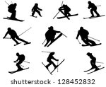 set of ski vector silhouettes