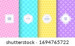 retro pastel triangle patterns. ... | Shutterstock .eps vector #1694765722