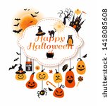 halloween illustration with... | Shutterstock . vector #1418085608