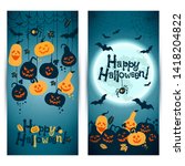 halloween background of... | Shutterstock . vector #1418204822