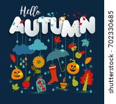 autumn illustration with flat... | Shutterstock .eps vector #702330685