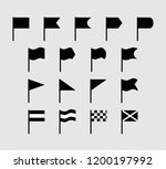 set of 17 silhouette flat flags ... | Shutterstock .eps vector #1200197992