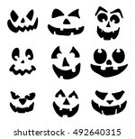 scary  pumpkin face vector... | Shutterstock .eps vector #492640315
