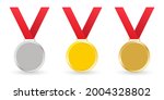 medal blank set. gold  silver... | Shutterstock .eps vector #2004328802