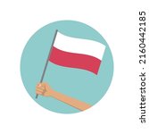 poland waving flag circle icon. ... | Shutterstock .eps vector #2160442185