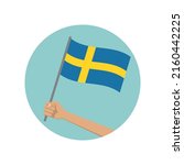 sweden waving flag circle icon. ... | Shutterstock .eps vector #2160442225