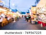 Abstract blur and defocused night local market in hua hin province in Thailand