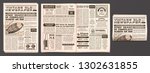 vintage newspaper mockup. retro ... | Shutterstock .eps vector #1302631855