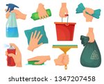cleaning products in hands.... | Shutterstock .eps vector #1347207458