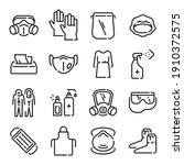 ppe line icons. medical covid... | Shutterstock . vector #1910372575