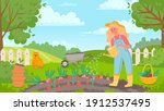 woman watering garden. female... | Shutterstock .eps vector #1912537495