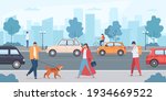 cars on city road. people... | Shutterstock .eps vector #1934669522