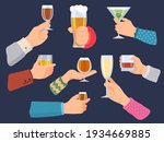 hands hold alcoholic drinks.... | Shutterstock .eps vector #1934669885