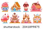 cartoon fantasy candy houses... | Shutterstock .eps vector #2041899875