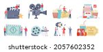 flat tiny characters recording  ... | Shutterstock .eps vector #2057602352