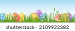 cartoon easter eggs on meadow... | Shutterstock .eps vector #2109922382