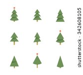 christmas tree icons. pine tree.... | Shutterstock .eps vector #342608105