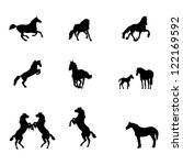 Horse Silhouettes Isolated On...
