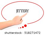 Small photo of Hand writing JITTERY with the abstract background. The word JITTERY represent the meaning of word as concept in stock photo.