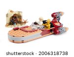 Small photo of Samara, Russia - 7 June 2021: Lego Star Wars - Luke Skywalker's Landspeeder. Famous characters from Star Wars cinematic universe.