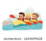 Kids In Canoe. Summer Activity. ...