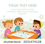 cheerful children seat by table ... | Shutterstock .eps vector #2031474128