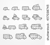 Set Of Camping Car Icons In...