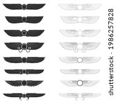 vector monochrome icon set with ... | Shutterstock .eps vector #1986257828