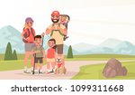 happy family and hiking. father ... | Shutterstock .eps vector #1099311668
